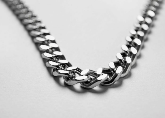 silver-FP Closeup of silver chain illustrates blog "Will Pawn Shops Buy 925 Silver?"