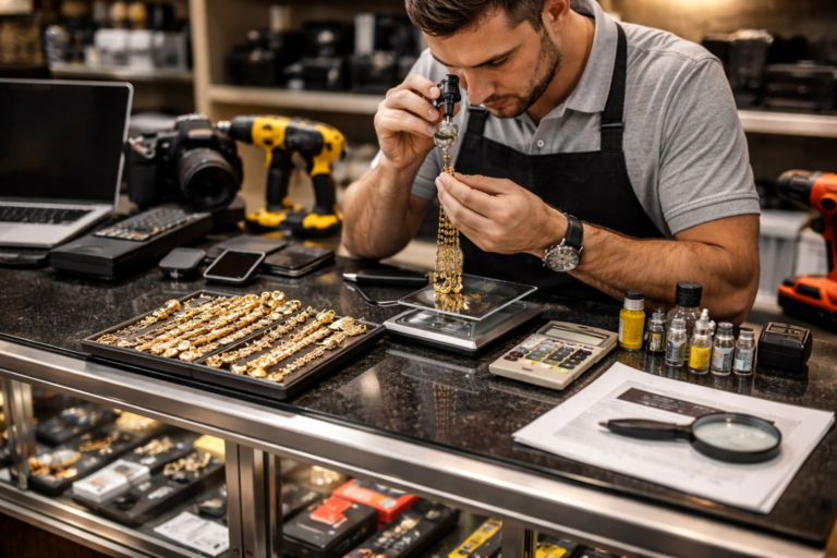 scrap vs resale value evaluation at a pawn shop